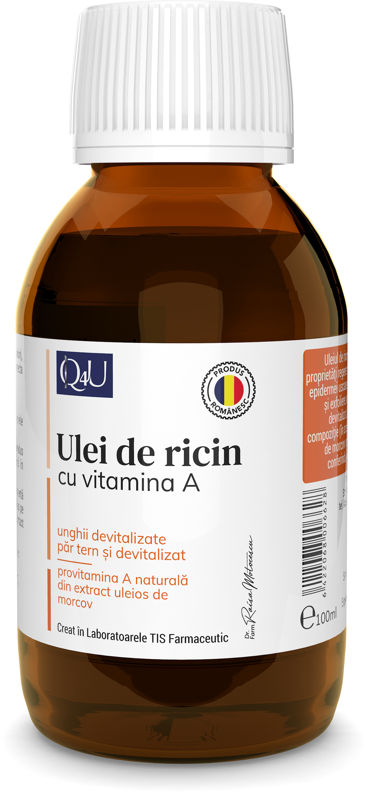Ulei de ricin cu Vitamina A, 100ml, Tis Farmaceutic