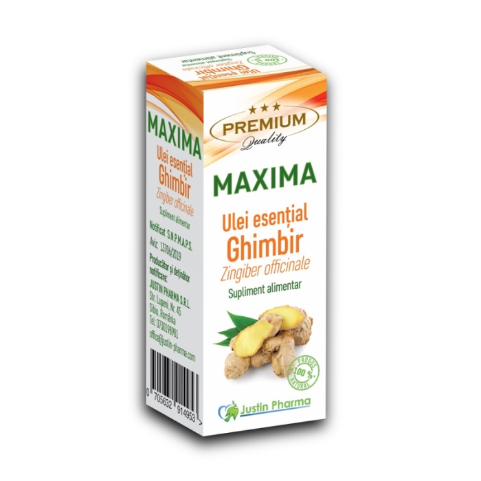 Ulei esential de Ghimbir, 10ml, Justin Pharma