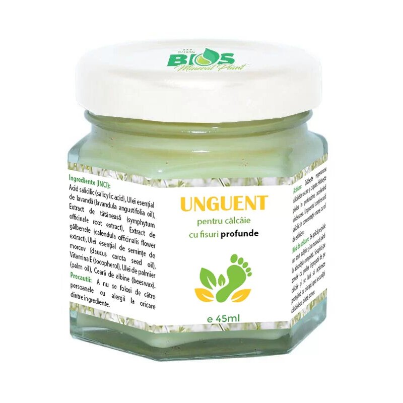 Unguent pentru calcaie cu fisuri profunde, 45 ml, Bios Mineral Plant
