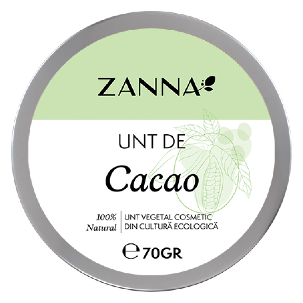 Unt de cacao pentru uz cosmetic Bio, 70g, Zanna