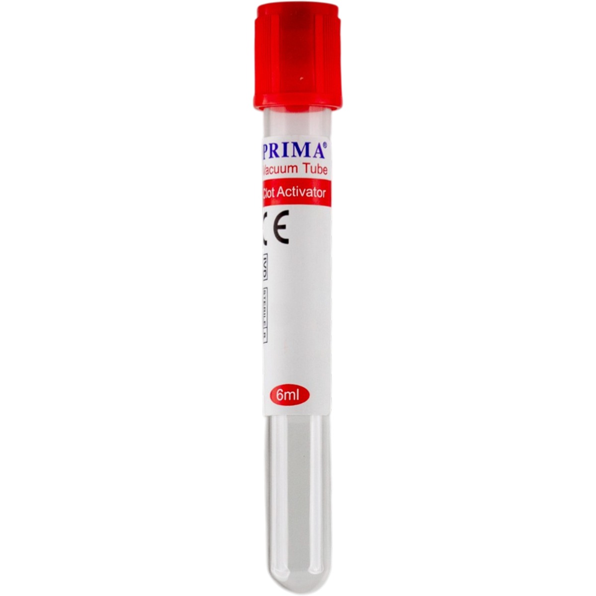 Vacutainer biochimie 6 ml, capac rosu, activator de coagulare, sticla, steril, PRIMA, 100 bucati