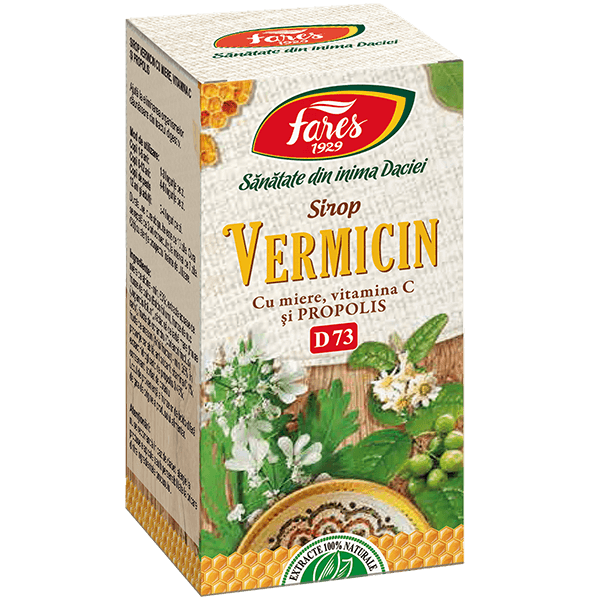 Vermicin cu miere si propolis, D73, sirop, Fares | 100 ml