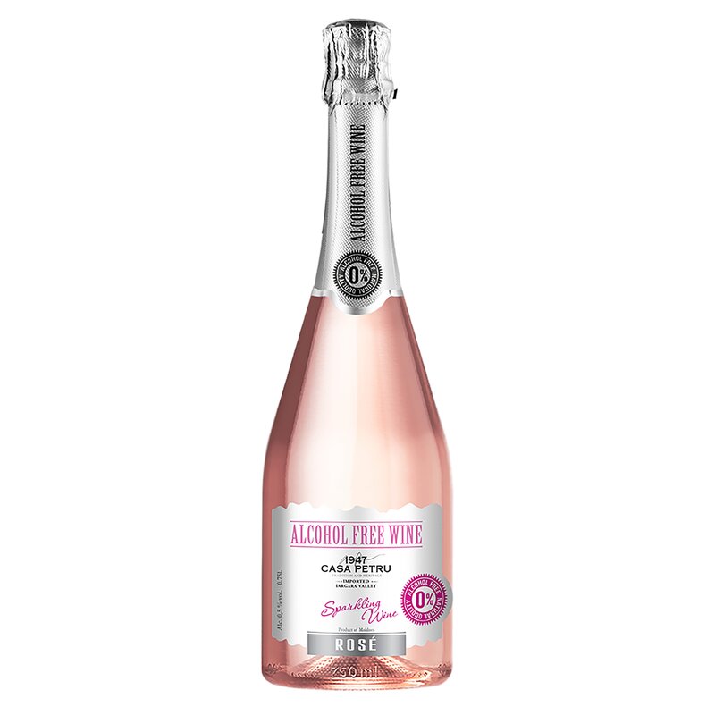 Vin spumant demisec rose, fara alcool, Rosé, 750ml, Casa Petru