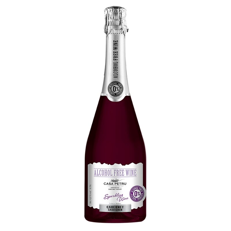 Vin spumant demisec rosu, fara alcool, Cabernet Sauvignon, 750ml, Casa Petru
