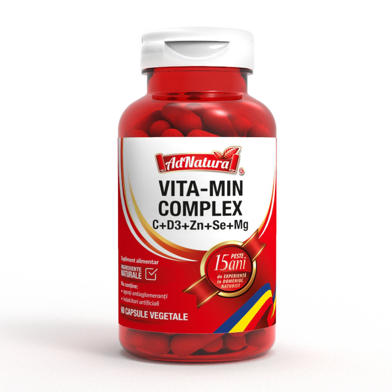Vitamin Complex C+D3+Zn+Se+Mg pentru sistemul imunitar, Ad Natura, 60 capsule