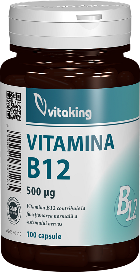 Vitamina B12 Cianocobalamina 500mcg, 100 capsule, Vitaking