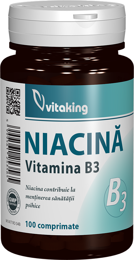 Vitamina B3 Niacina 100mg, 100 comprimate, Vitaking