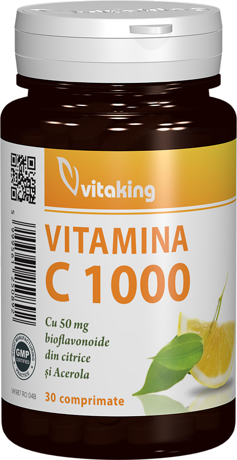 Vitamina C 1000mg cu bioflavonoide, acerola si macese, 30 comprimate, Vitaking