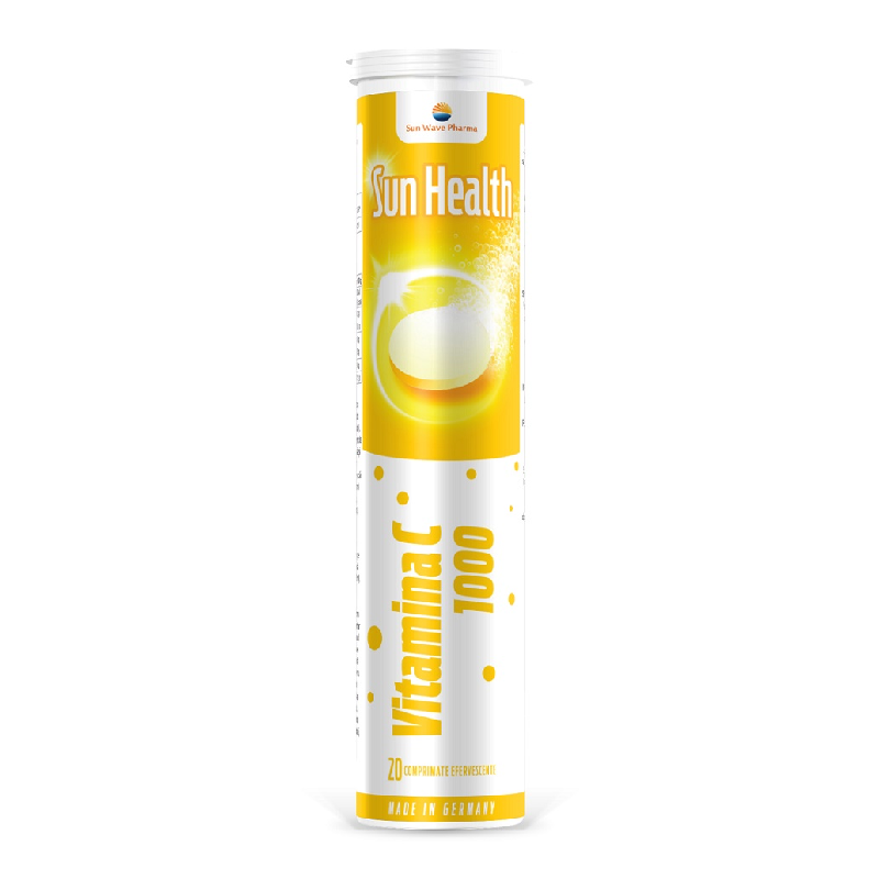 Vitamina C 1000mg Sun Health, 20 comprimate efervescente, Sun Wave Pharma