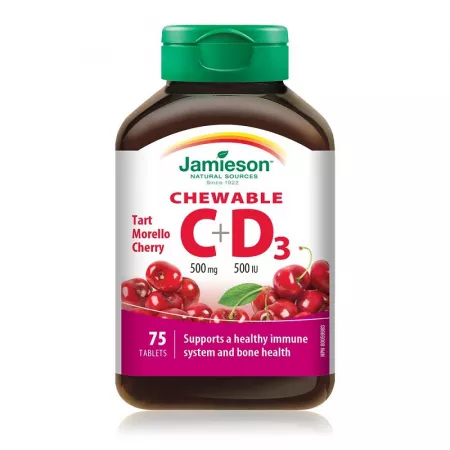 VITAMINA C 500MG + D 500UI CU AROMA CIRESE 75COMPR.MAST.5196