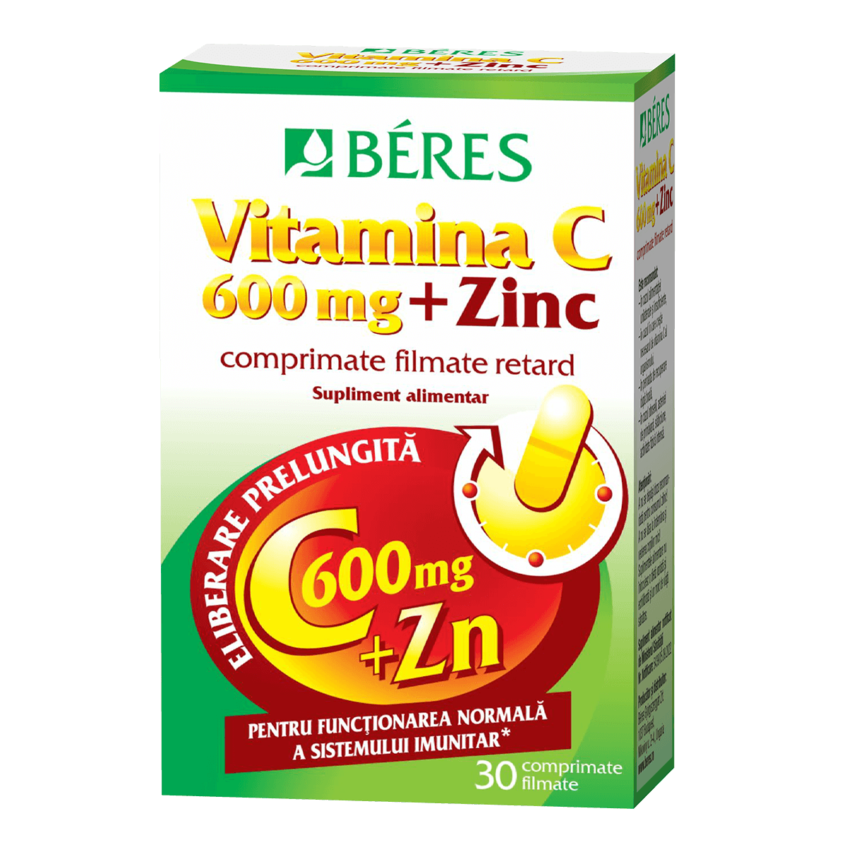 Vitamina C 600 mg + Zinc, Beres Pharmaceuticals | 30 comprimate