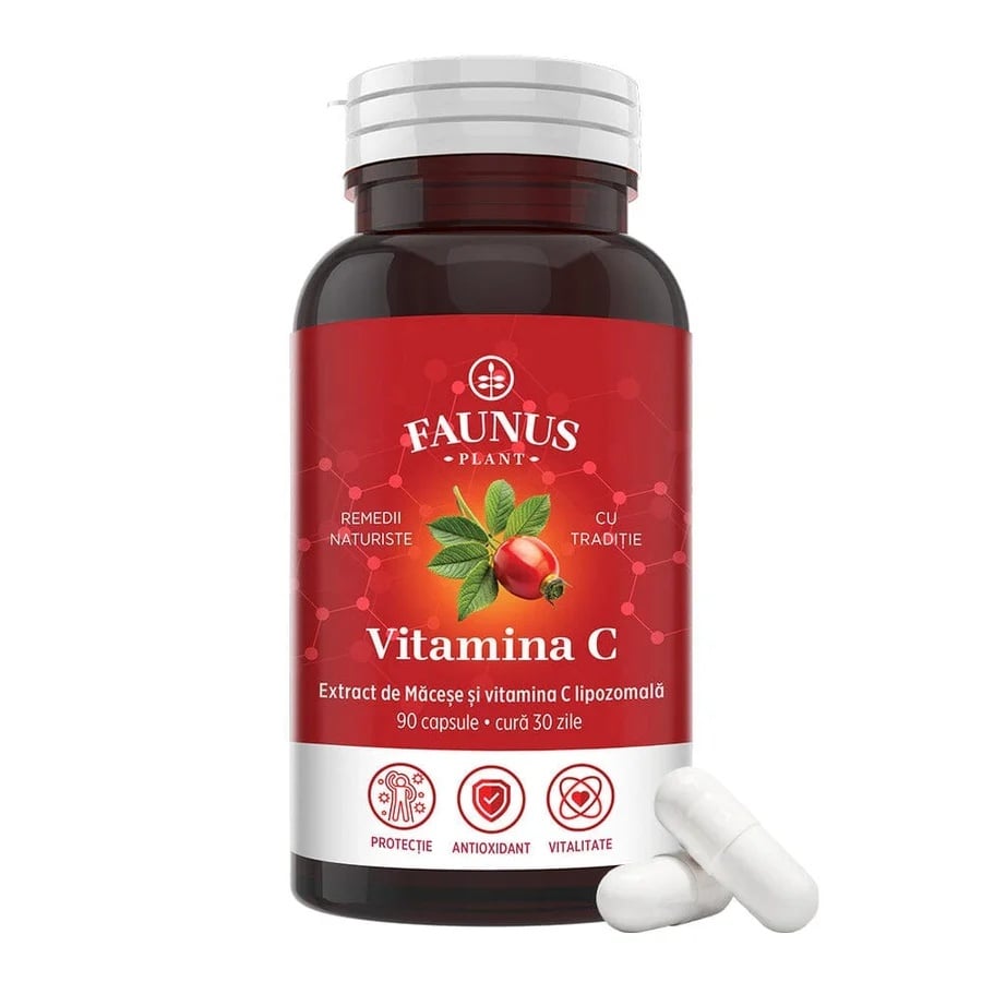 Vitamina C lipozomală cu măceșe - Concentrație mare de vitamina C pentru imunitate, absorbție fier și producerea de colagen - 90 Capsule - poza 1