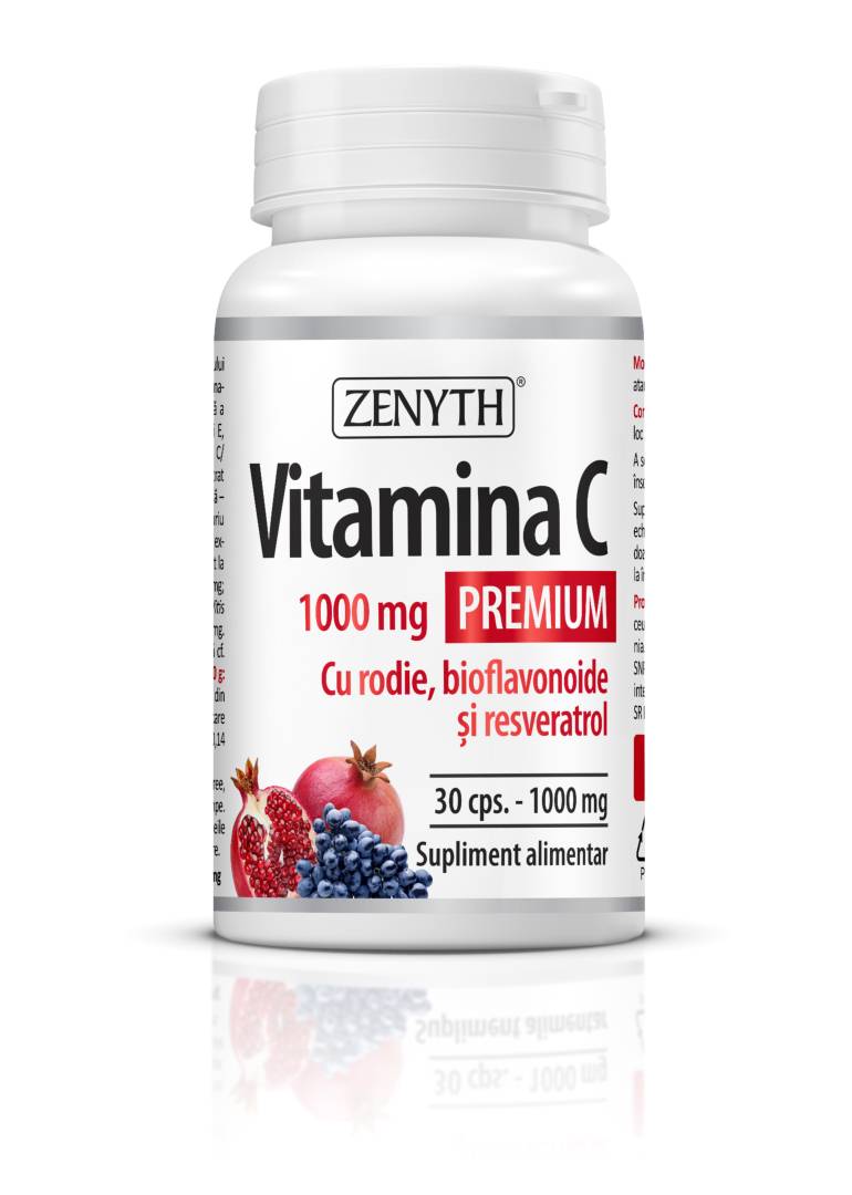 Vitamina C Premium cu rodie, bioflavonoide si resveratrol 1000mg - Zenyth - 60 capsule