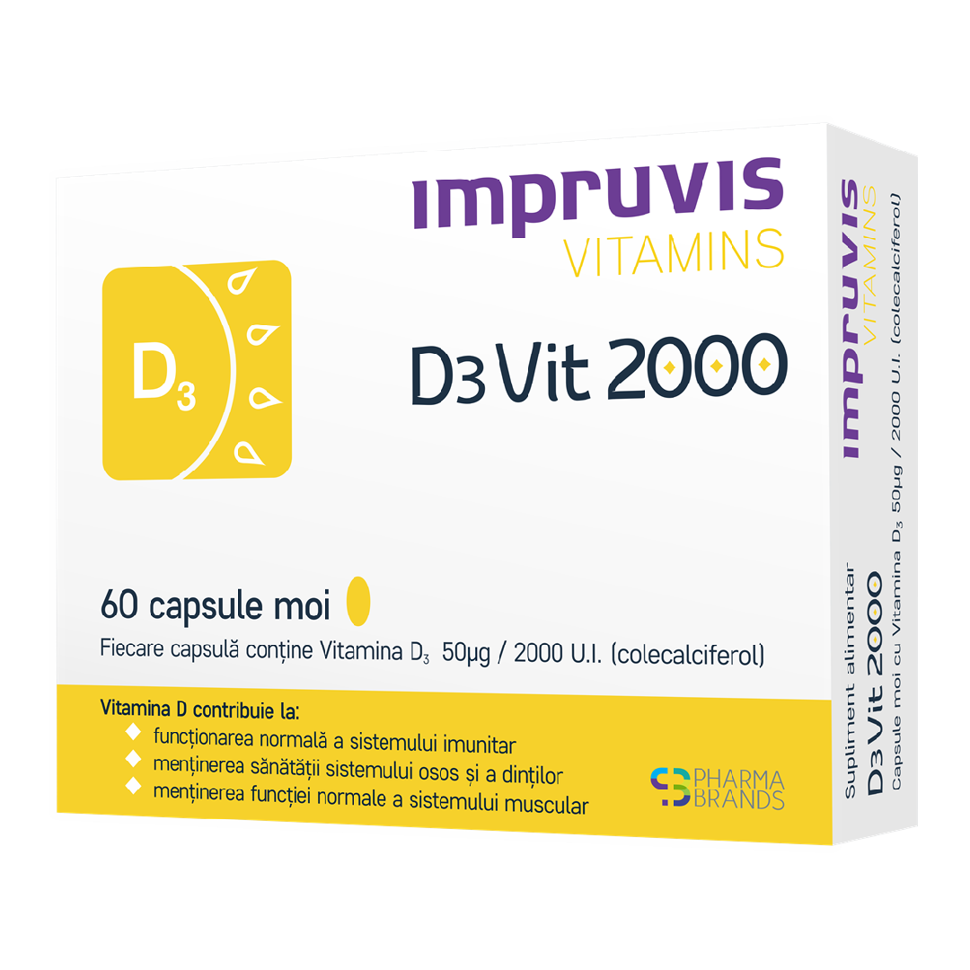 Vitamina D3 2000 U.I. D3Vit, 60 capsule moi, Impruvis