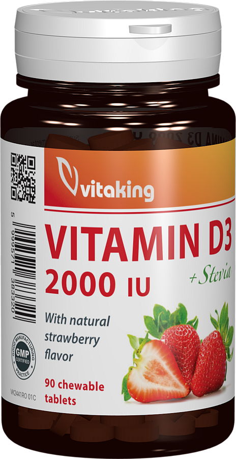 Vitamina D3 2000UI, 90 comprimate masticabile, Vitaking
