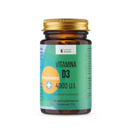 Vitamina D3 4000 UI, 100 capsule moi – Remedia