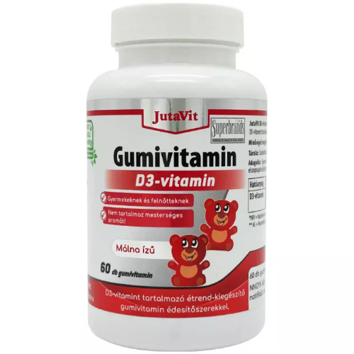 Vitamina D3 Gumata cu Gust de Zmeura 60cp Jutavit