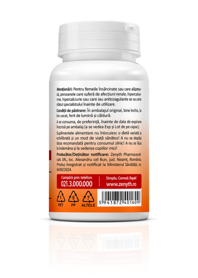 Vitamina D3 + K2 Forte, 30 capsule, Zenyth - poza 2