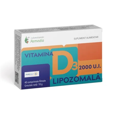 Vitamina D3 Lipozomala, 2000 U.I., 40 comprimate filmate, Remedia