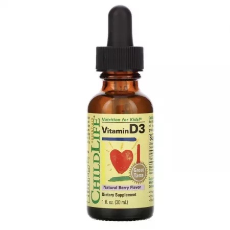 Vitamina D3 picaturi copii, 500UI, 30ml, Childlife Essentials