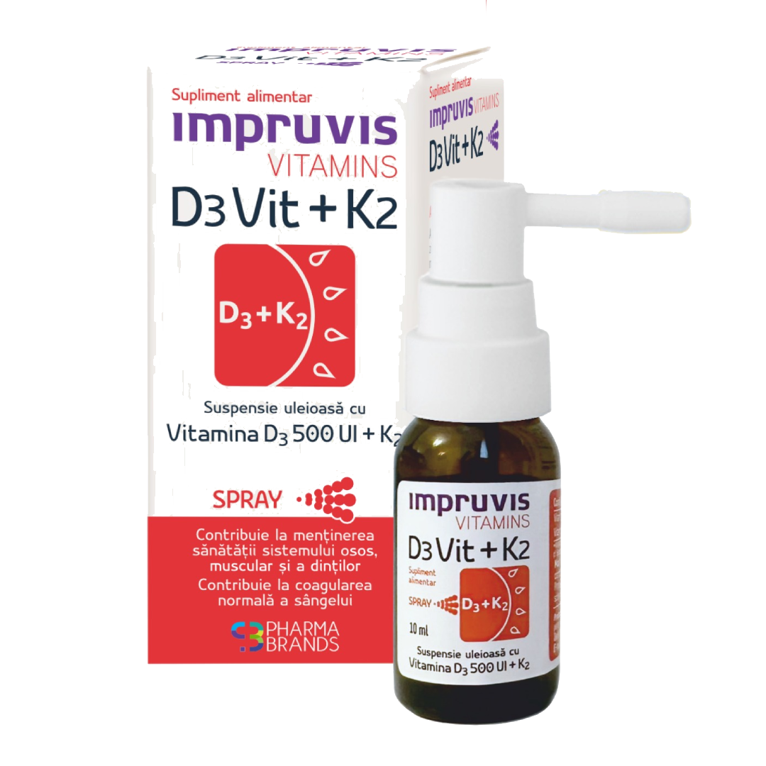Vitamins D3Vit 500+K2 Spray, 10ml, Impruvis