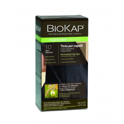 Vopsea de par Black 1.0 Nutricolor Delicato, Biokap | 140 ml