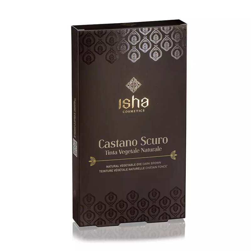 Vopsea de par naturala castaniu - inchis 100g Isha