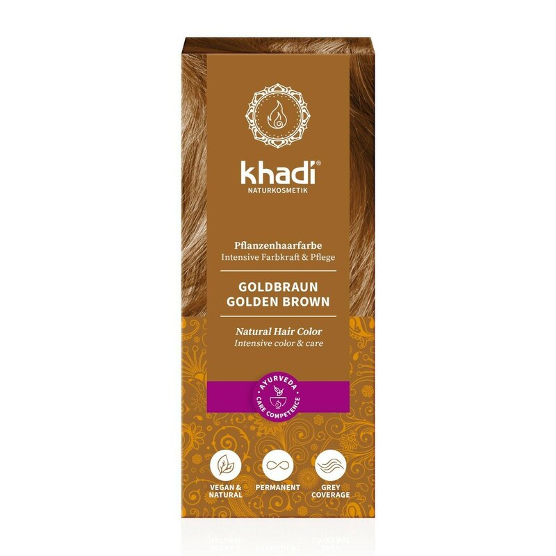 Vopsea de par naturala, SATEN AURIU, 100gr, Khadi