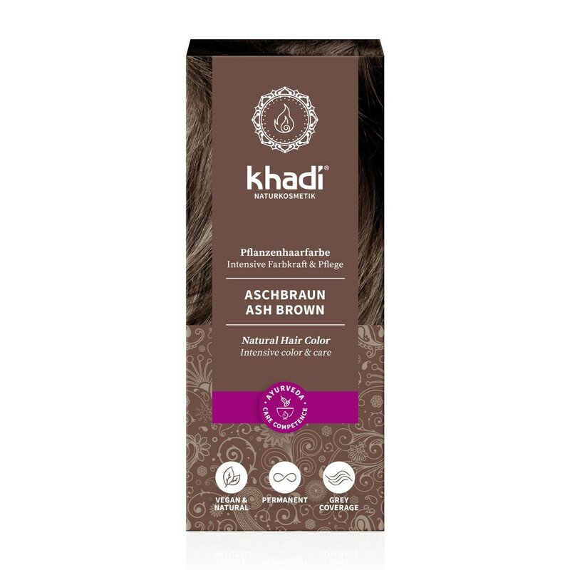 Vopsea de par naturala, SATEN CENUSIU, 100gr, Khadi