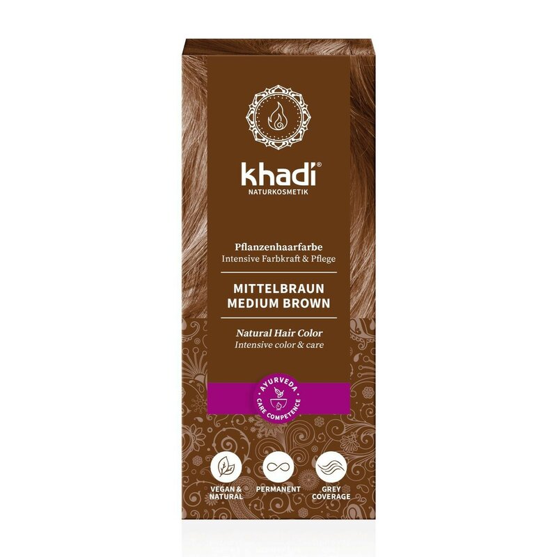 Vopsea de par naturala, SATEN MEDIU, 100gr, Khadi