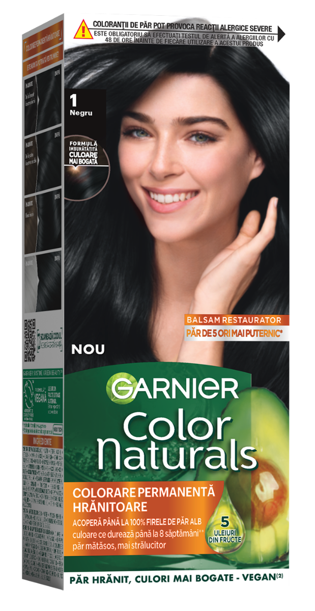 Vopsea de par permanenta Color Naturals 1 Negru, 112ml, Garnier
