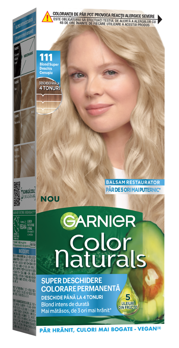 Vopsea de par permanenta Color Naturals 111 Blond Super Deschis Cenusiu, 112ml, Garnier