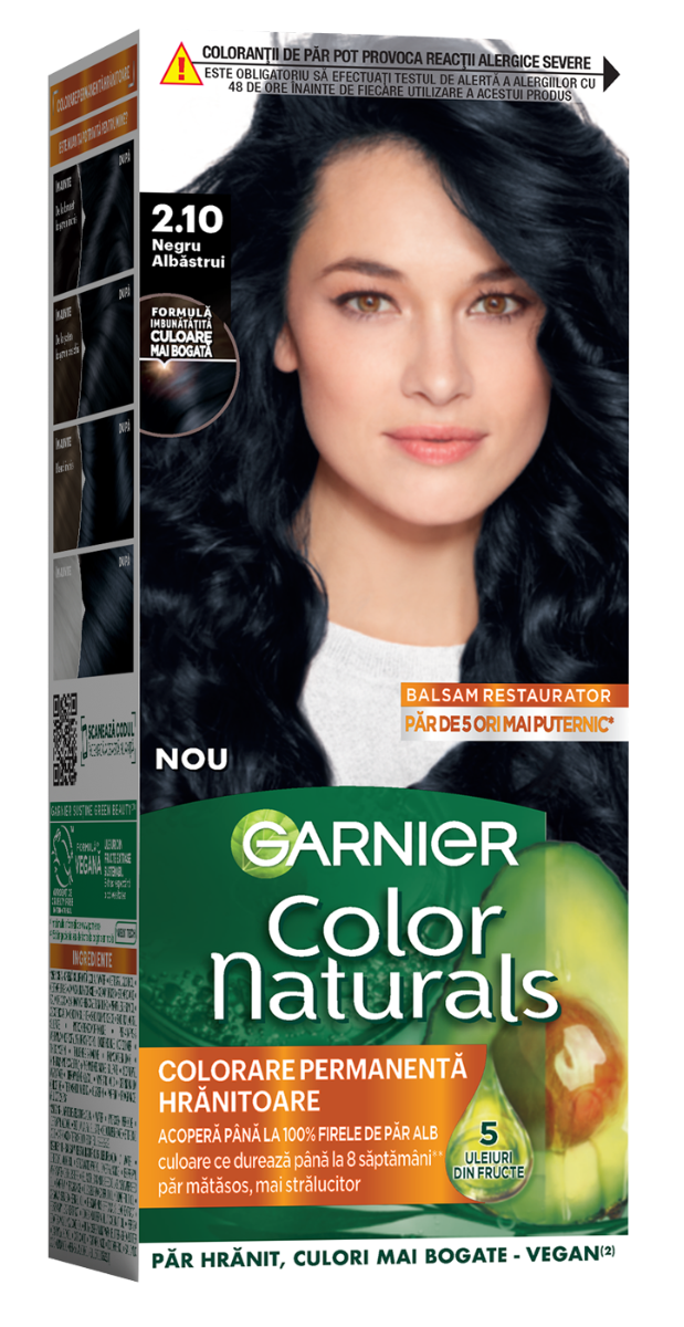 Vopsea de par permanenta Color Naturals 2.10 Negru Albastrui, 112ml, Garnier
