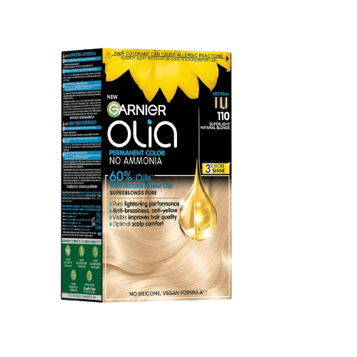Vopsea de par permanenta fara amoniac 110 Super Light Natural Blonde Olia, 174ml, Garnier