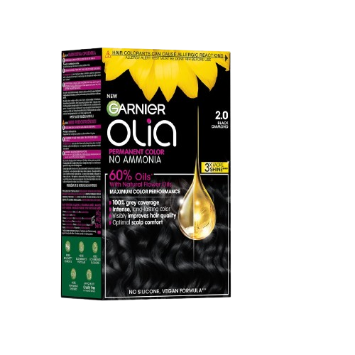Vopsea de par permanenta fara amoniac 2.0 Black Diamond Olia, 174ml, Garnier