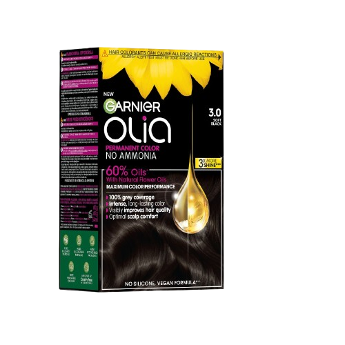 Vopsea de par permanenta fara amoniac 3.0 Soft Black Olia , 174ml, Garnier