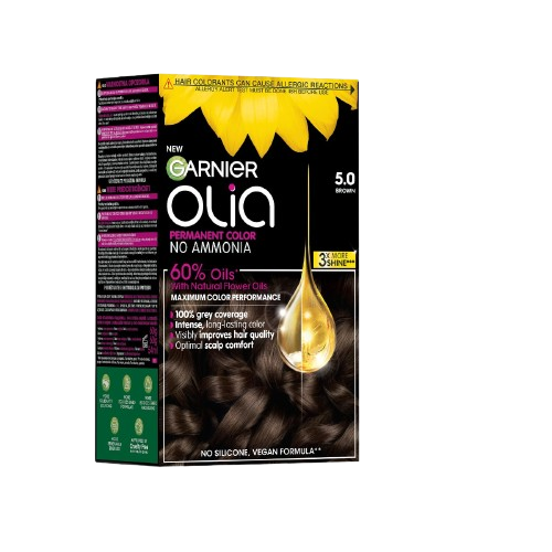 Vopsea de par permanenta fara amoniac 5.0 Brown Olia, 174ml, Garnier