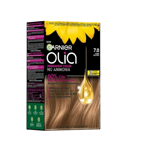 Vopsea de par permanenta fara amoniac 7.0 Dark Blonde Olia, 174ml, Garnier