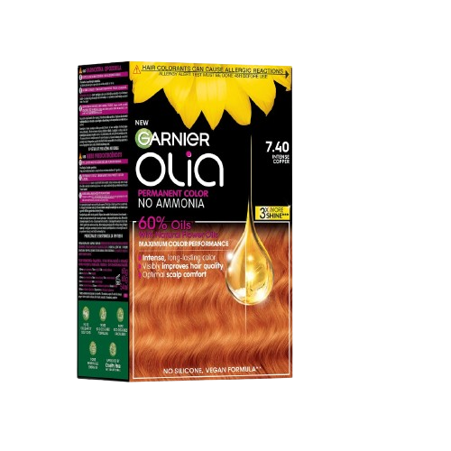 Vopsea de par permanenta fara amoniac 7.40 Intense Copper Olia, 174ml, Garnier