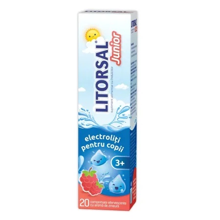 Zdrovit Litorsal Junior Electroliti cu aroma de zmeura 3+ ani, 20cpr. eff.