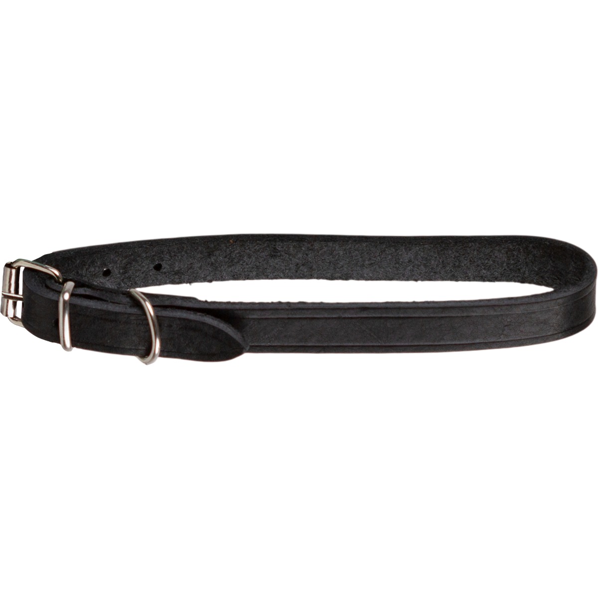 Zgarda din piele naturala pentru caini medii 29-35 cm, neagra, reglabila, 15 mm latime, Tuscany