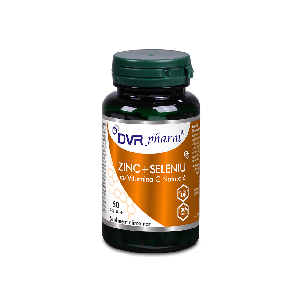 Zinc + Seleniu cu Vitamina C Naturala, 60 capsule, DVR Pharm